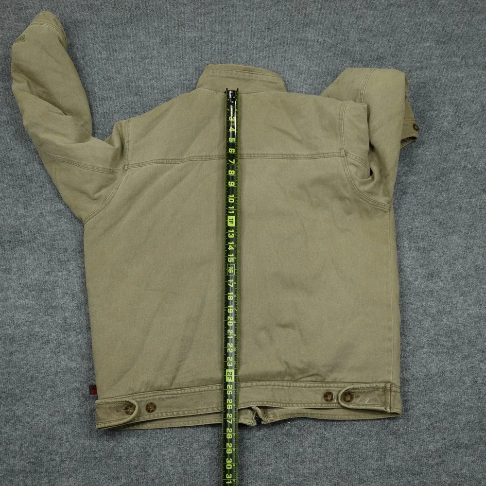 Woolrich Jacket Mens Large Tan Denim Sherpa Lined Full Zip Cotton Workwear Coat